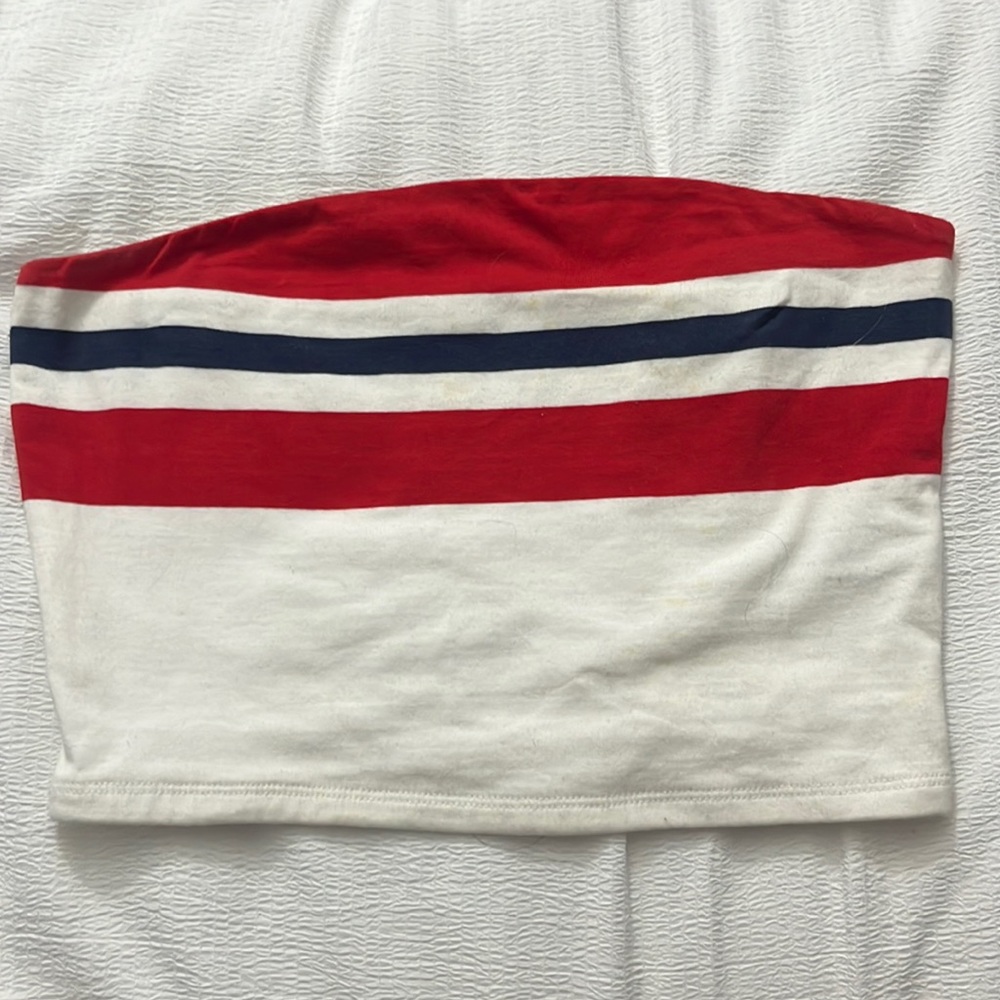 Garage red, white and blue tube top